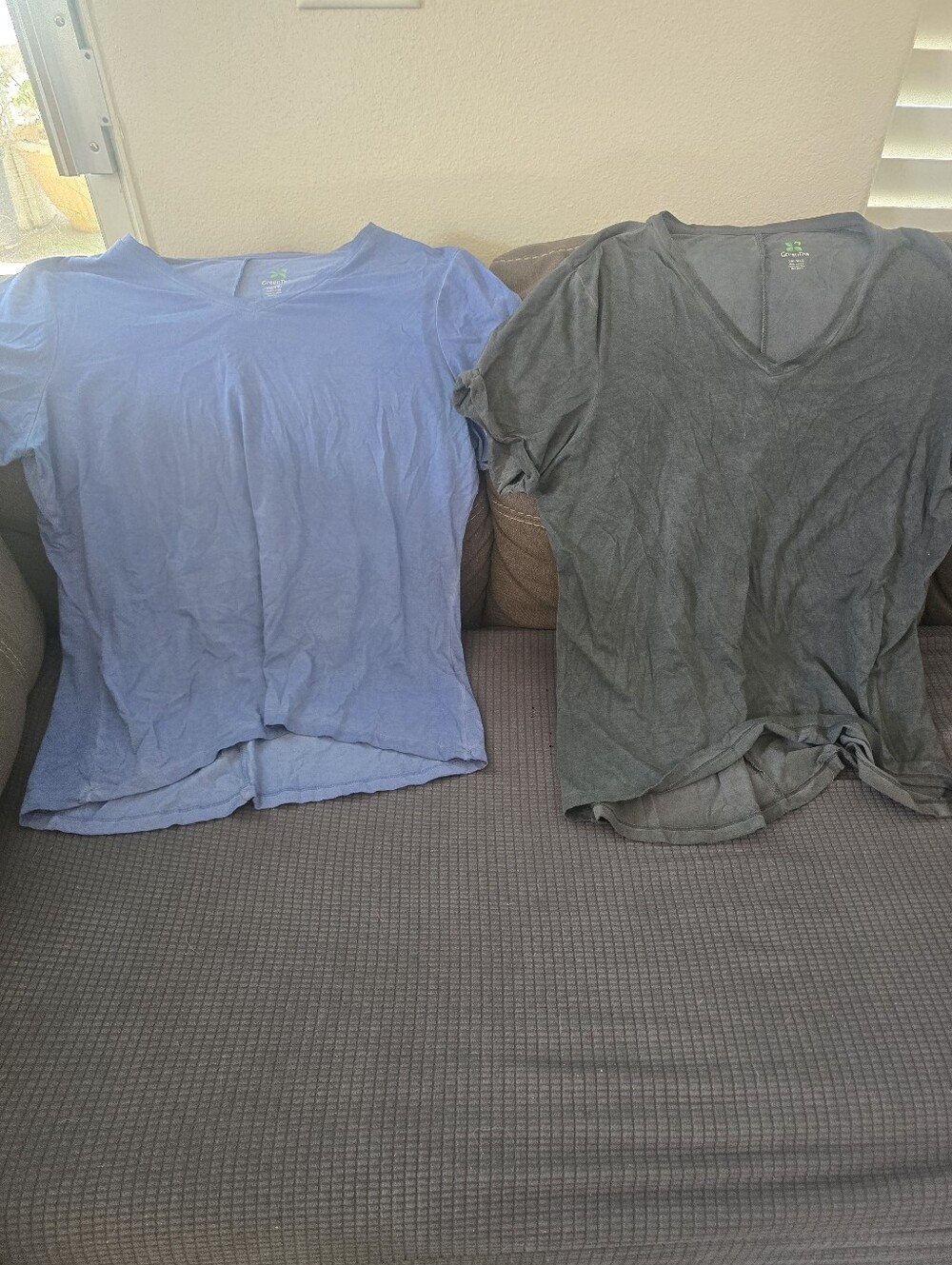 Womens Lightweight V-Neck Tees - Blue & Charcoal